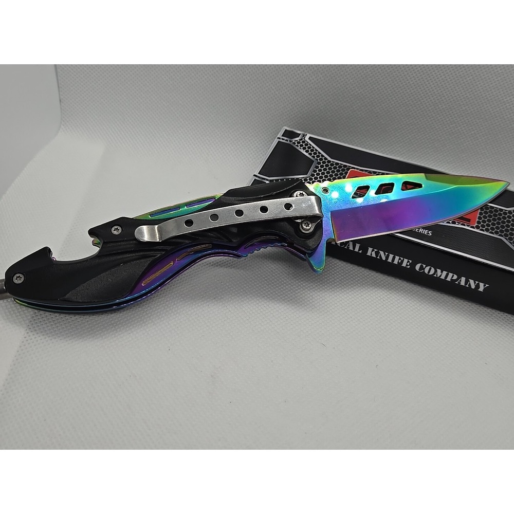 Razor Tactical RAINBOW Tracker Huntsman Spring Folding Pocket Assisted Knife - Picture 5 of 9